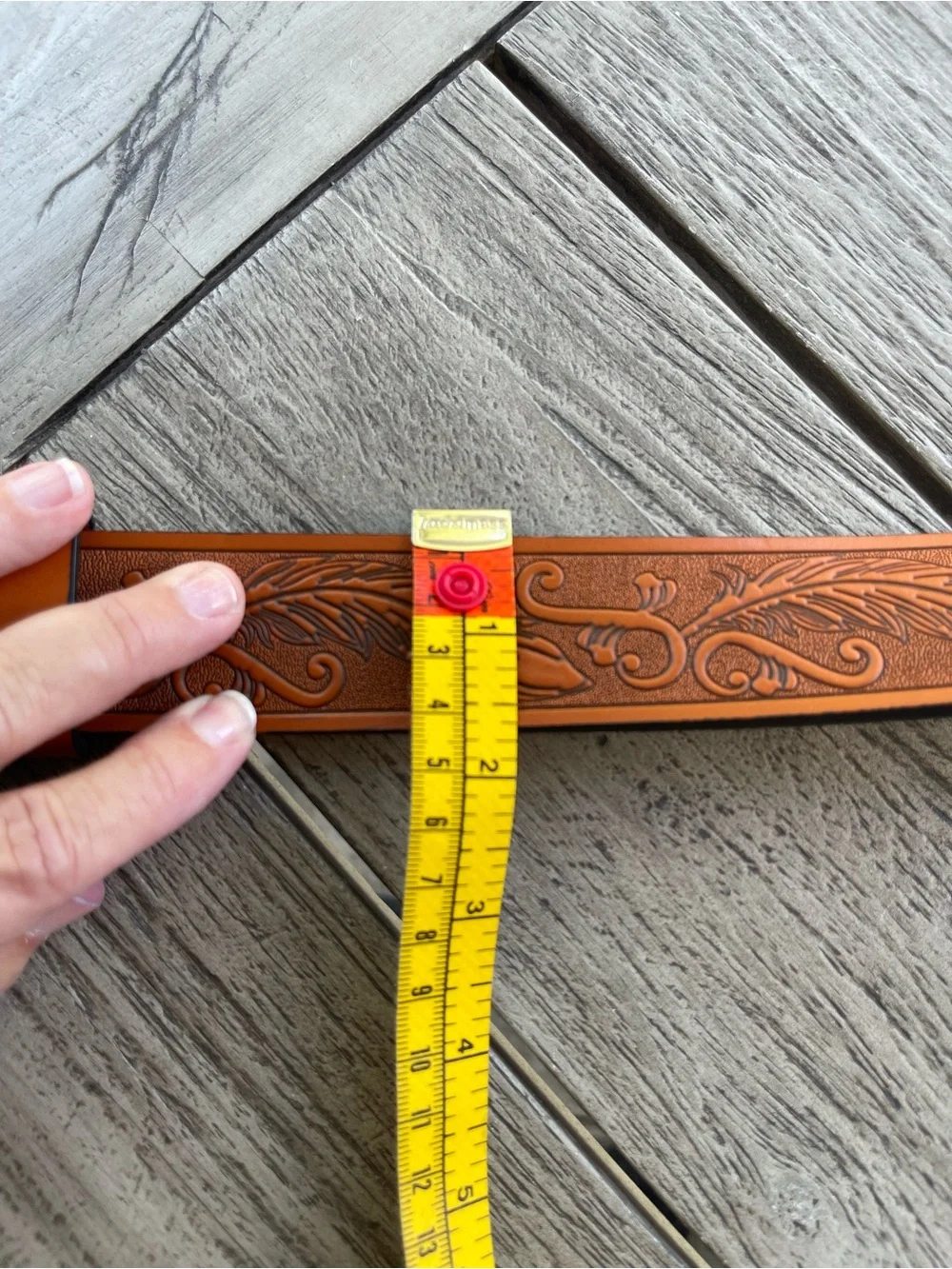 Western Tan Brown Tooled Leather Belt with Silver Longhorn Buckle Unisex Style